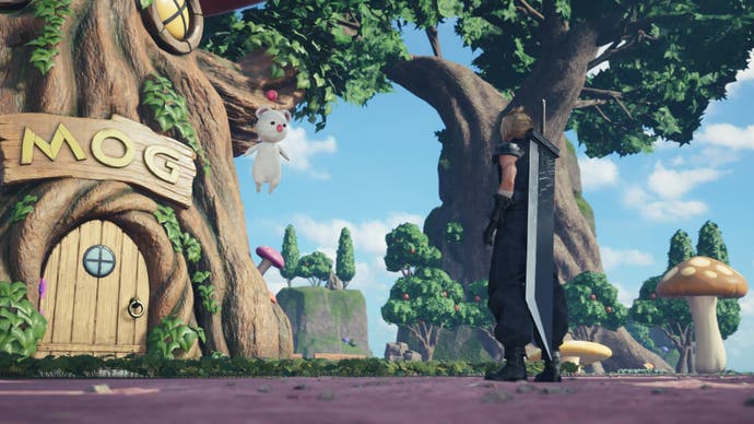 Cloud erreicht das Mog-Haus in einem Baum im Final Fantasy 7 Rebirth-Minispiel
