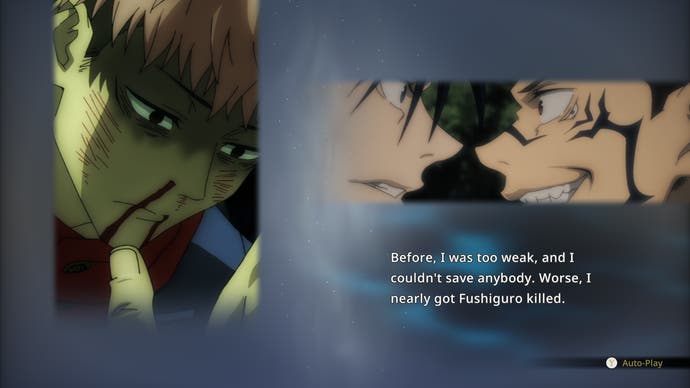 Jujutsu Kaisen: Cursed Clash-Screenshot von Itadori, der im Story-Modus über Sukuna spricht