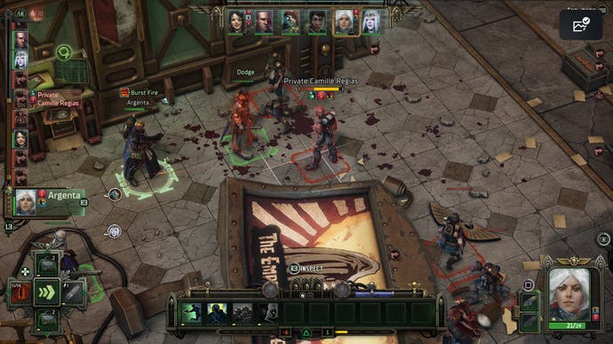 Ein Rogue Trader-Screenshot, der eine Kampfszene zeigt.