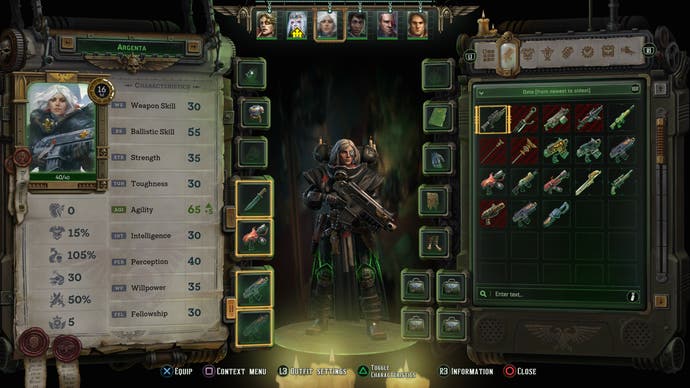 Ein Rogue Trader-Screenshot, der den Inventarbildschirm zeigt.