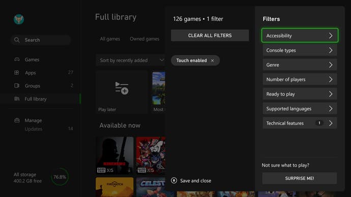 Xbox hat die Filterung und Sortierung für Spiele und Apps verbessert