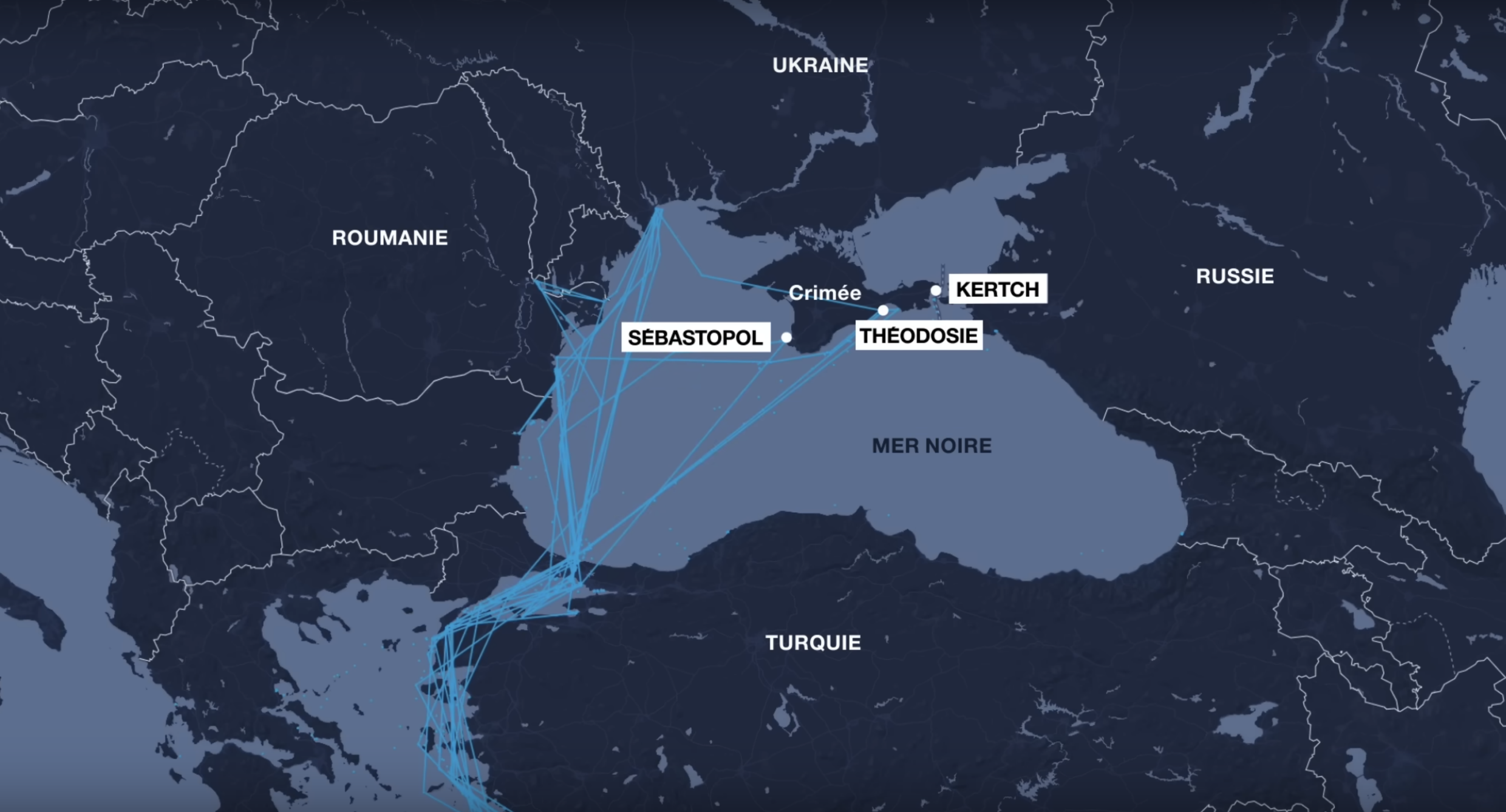 Die Route der Nadalina im Schwarzen Meer zwischen 2016 und 2019 zeigt, dass sie regelmäßig Besuche im sogenannten Schwarzen Meer machte "geschlossen" Häfen der Halbinsel Krim wurden nach Ru mit internationalen Sanktionen belegt