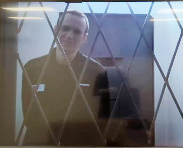 The last picture of Navalny behind bars in Russia - appearing via video link in court
