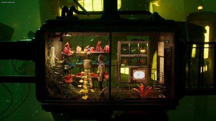 Screenshot von Harold Halibut, der Harold in einem kleinen Raum voller Pflanzen zeigt