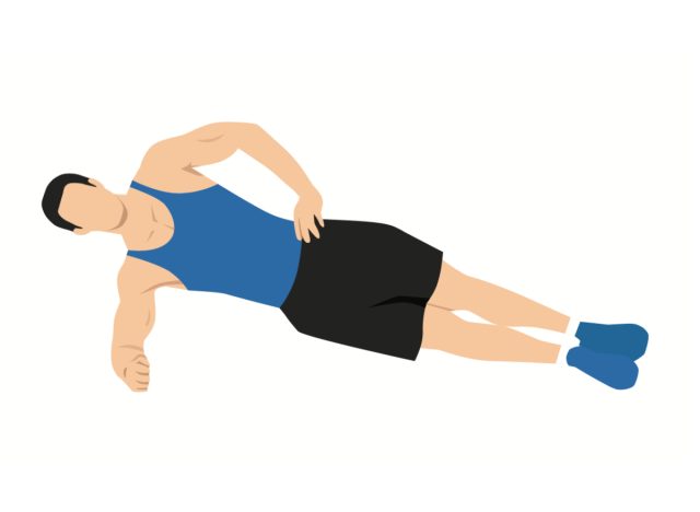Man Side Plank, Konzept des Bauchmuskeltrainings für Männer