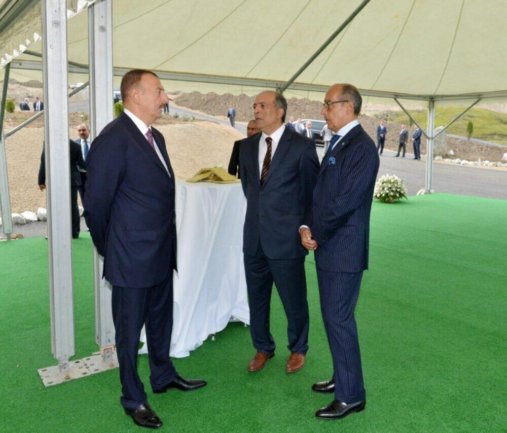 Azerbaijani President Ilham Aliyev and Anglo Asian Mining CEO Mohammad Reza Vaziri at the inauguration of a treatment centre in 2013.