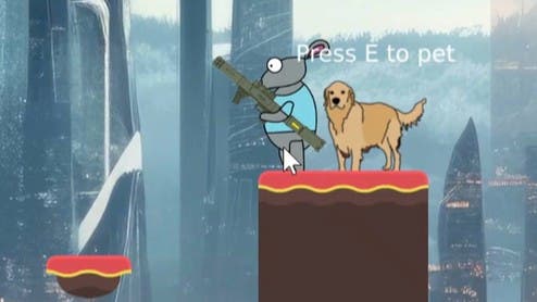 Screenshot aus Monster Sniper Staffel 3, der einen Hund mit einer Haustieraufforderung zeigt