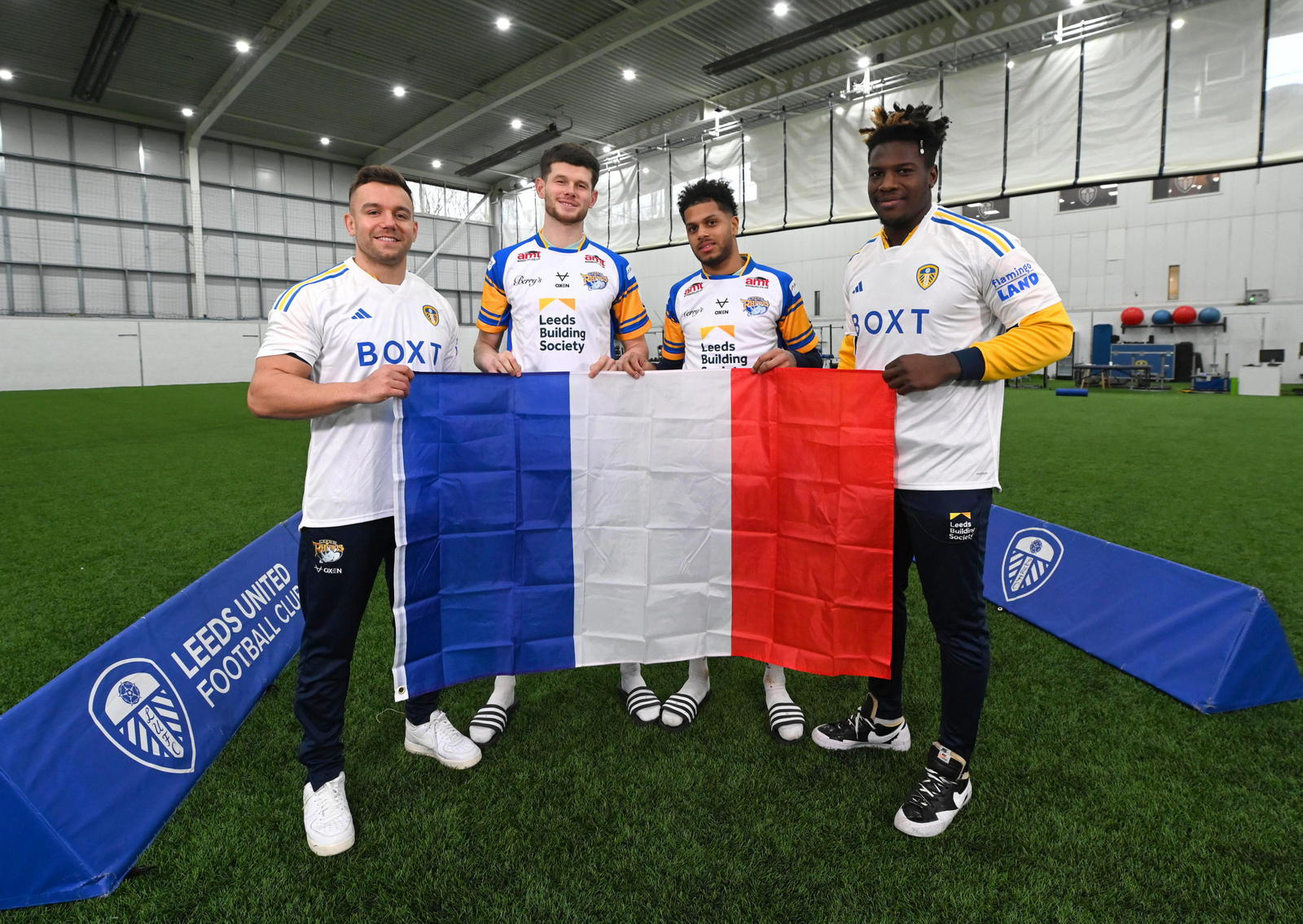 Die vier Franzosen trafen auf dem Trainingsgelände von Leeds United in Thorp Arch aufeinander