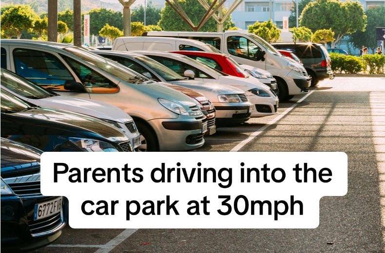 Die Kindergärtnerin hasst es auch, wenn Eltern mit 50 km/h auf den Parkplatz fahren