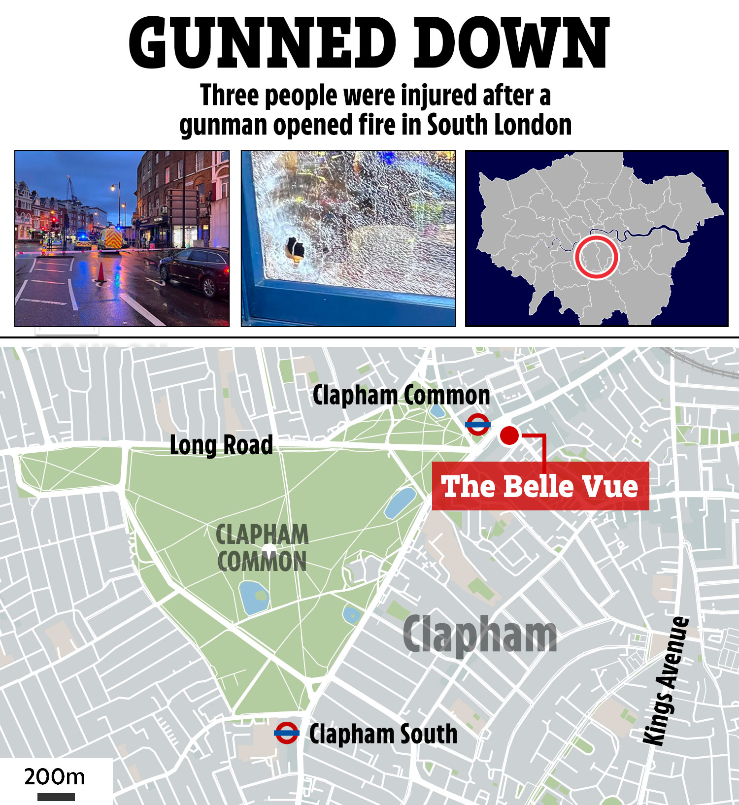 Der Vorfall ereignete sich im Pub The Belle Vue in Clapham Common im Süden Londons