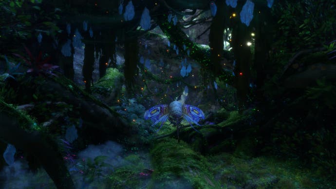 Avatar: Frontiers of Pandora-Screenshot, der einen König im Flug zeigt.