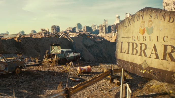 Ein zerstörtes Shady Sands in der Fallout-TV-Serie von Amazon
