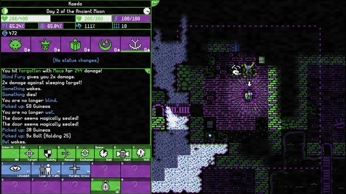 Moonring-Screenshot, der einen Dungeon zeigt, der erkundet wird.