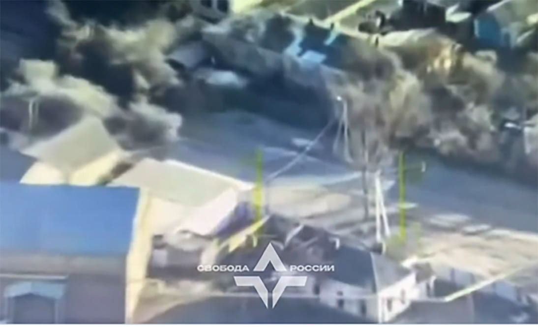 The moment the legion claimed to have destroyed an armed personnel carrier in the Belgorod region
