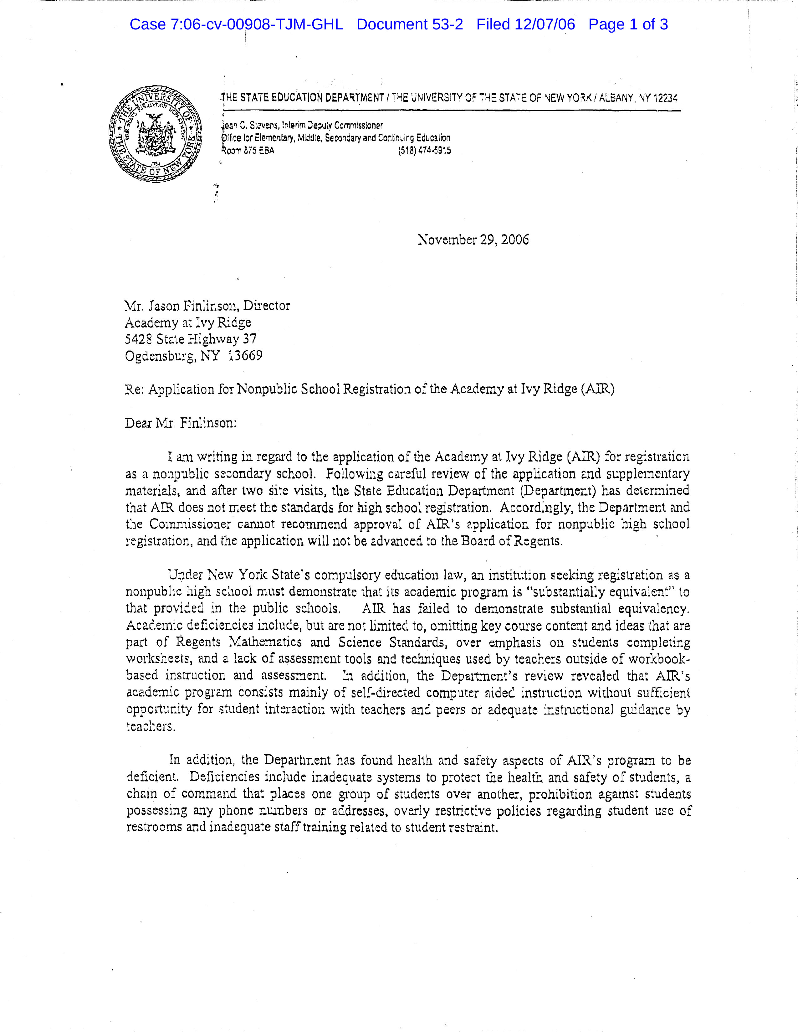 A letter obtained by The U.S. Sun shows officials raised concerns about conditions inside the school as early as August 2006