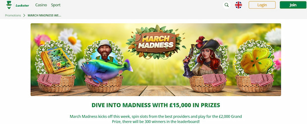 Luckster casino March Madness giveaway
