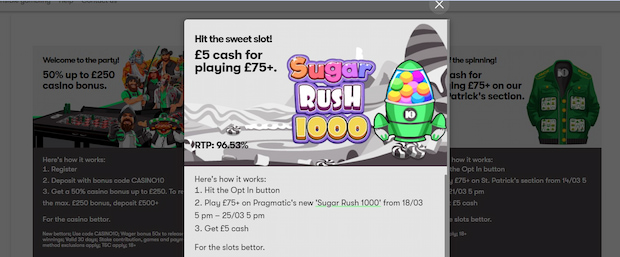 10bet Sugar Rush 1000 Easter bonus
