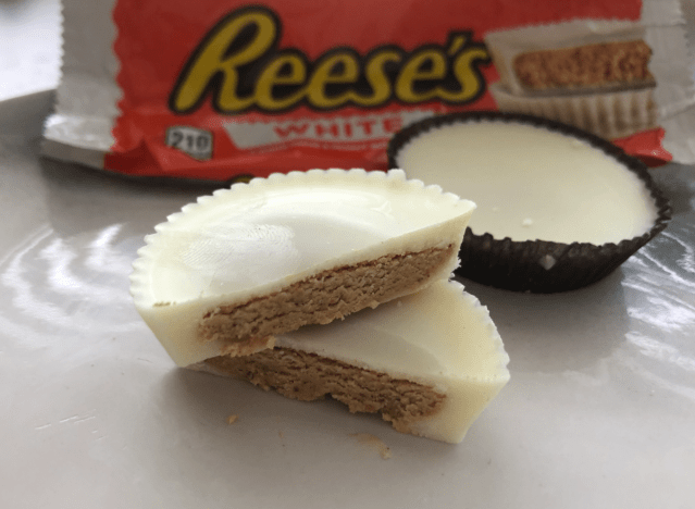 reeses white peanut butter cups broken up.