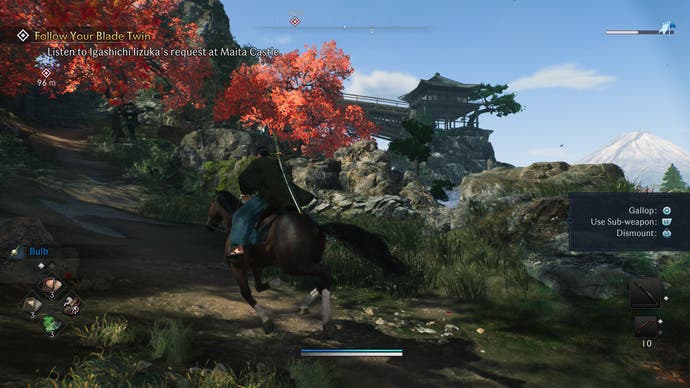 Rise of the Ronin-Rezension 3 malerisch zu Pferd – Rise of the Ronin-Screenshot, der den Spieler zeigt, wie er in einer malerischen Umgebung zu Pferd reitet.