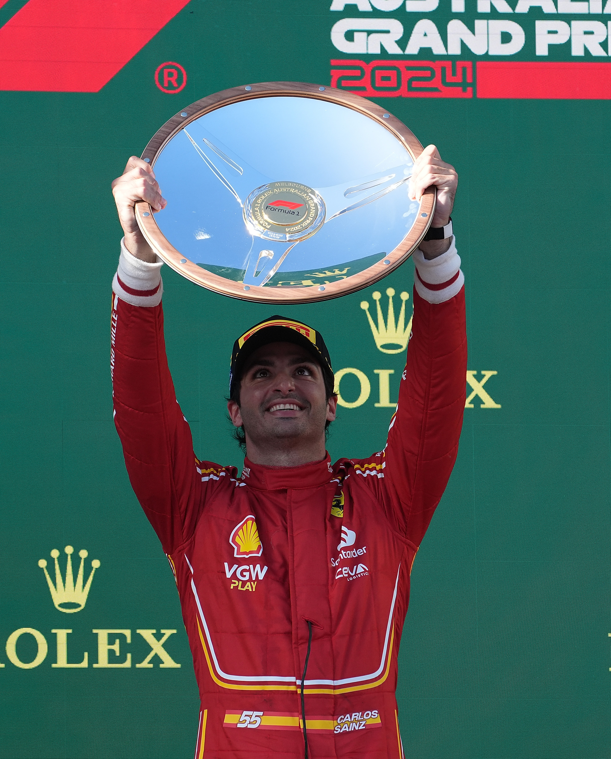 Carlos Sainz feiert den Sieg beim Großen Preis von Australien