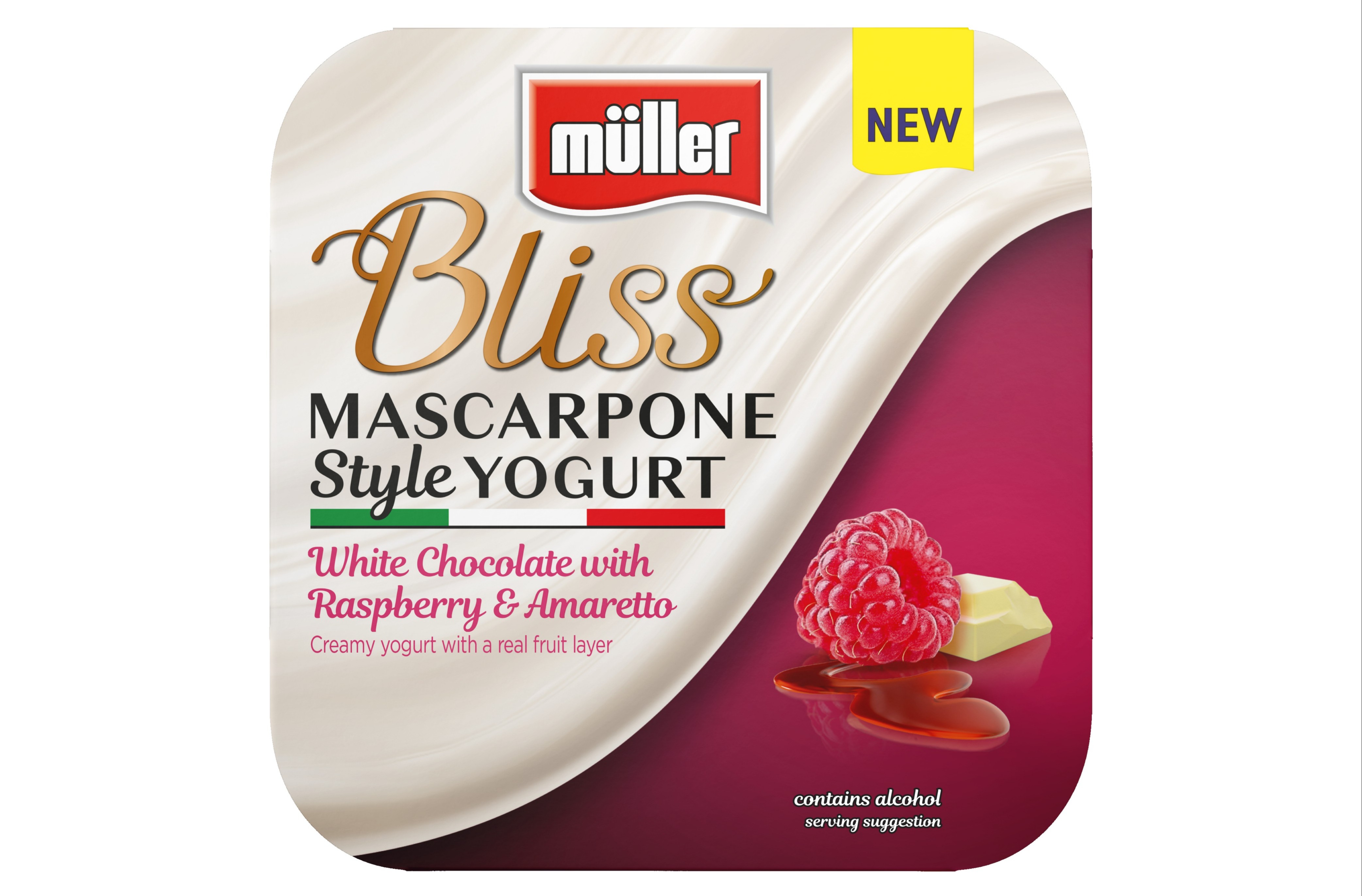 Die weiße Schokolade mit Himbeere und Amaretto wird bei Müller-Fans sicher beliebt sein