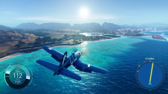 Beim The Crew Motorfest fliegt ein Flugzeug über Hawaii