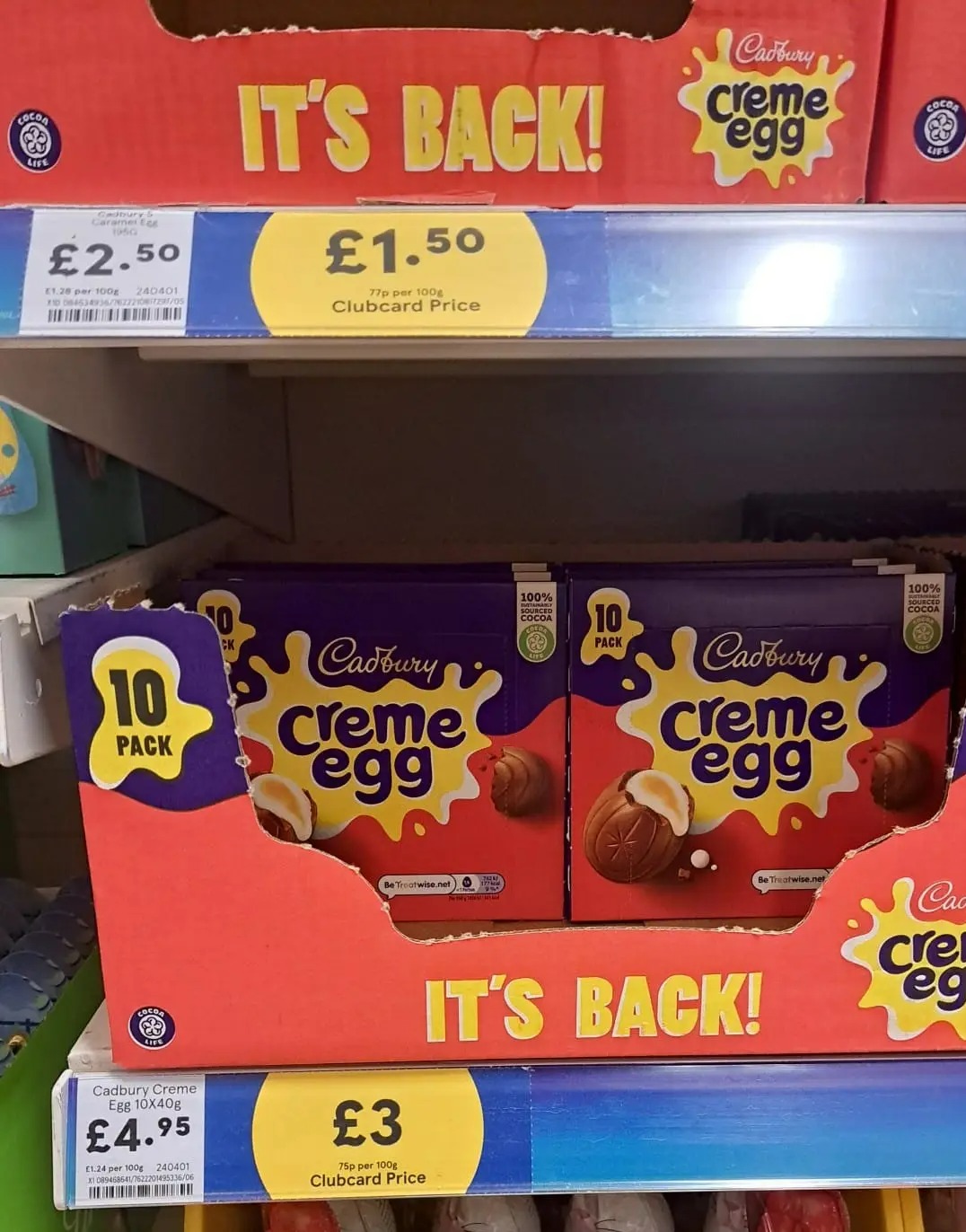 Der hilfreiche Schnappschuss, der online geteilt wurde, zeigte Schachteln mit Creme-Eiern zum Schnäppchenpreis