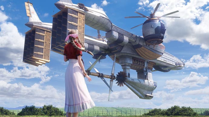 Das Kunstwerk von Aerith stand in Final Fantasy 7 Rebirth vor dem Highwind