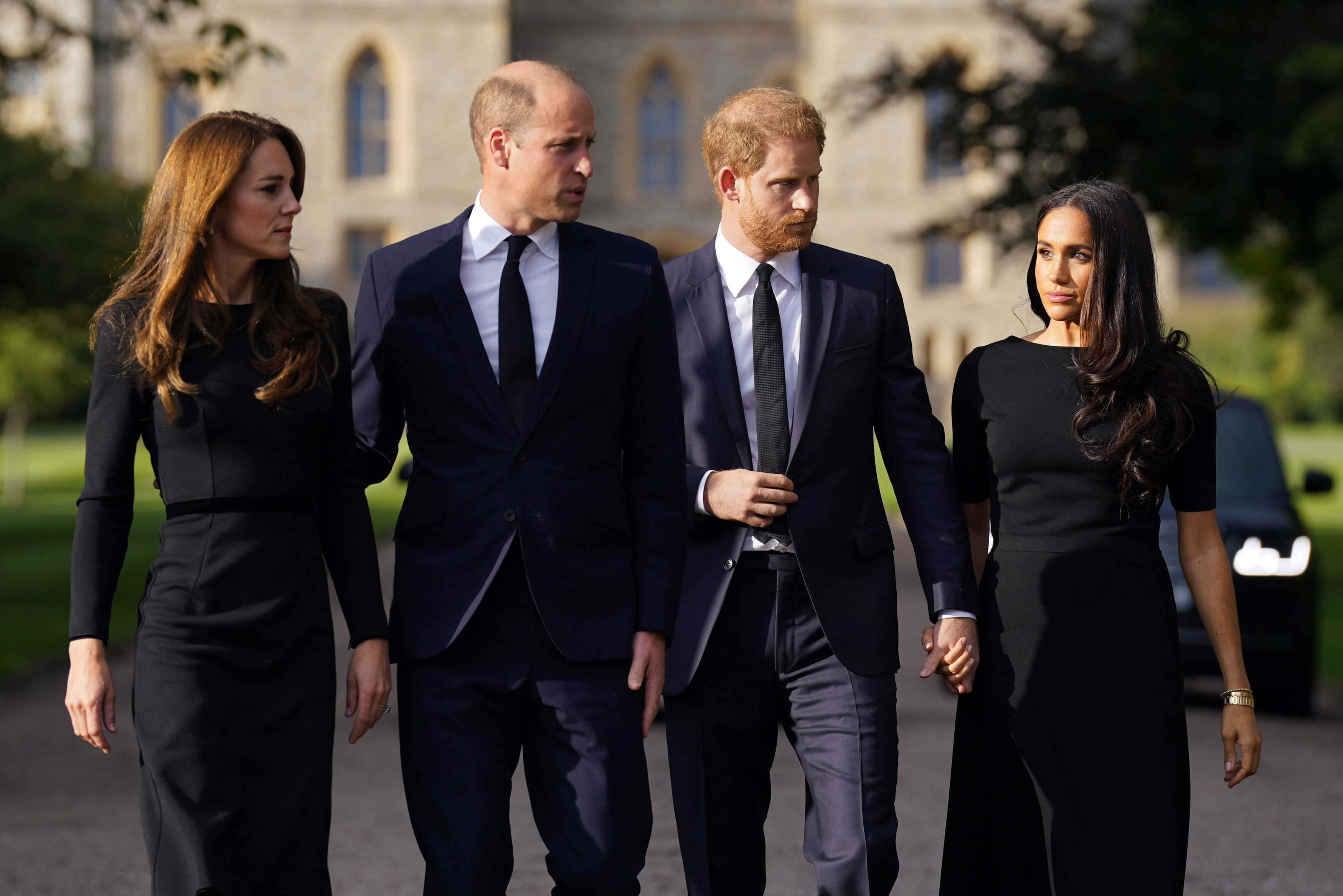 Prinzessin Kate, Prinz William, Prinz Harry und Meghan Markle auf Schloss Windsor