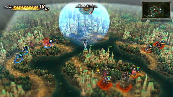Ein Screenshot von Unicorn Overlord, der eine angegriffene Elfenstadt zeigt