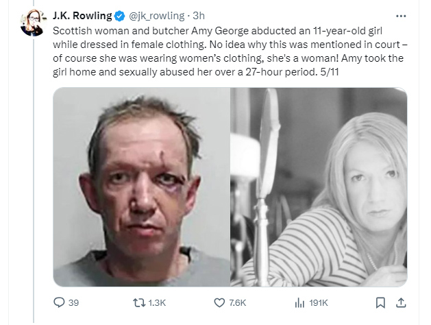 Sie brachte auch Amy George zur Sprache, die ein elfjähriges Mädchen in Frauenkleidung entführte