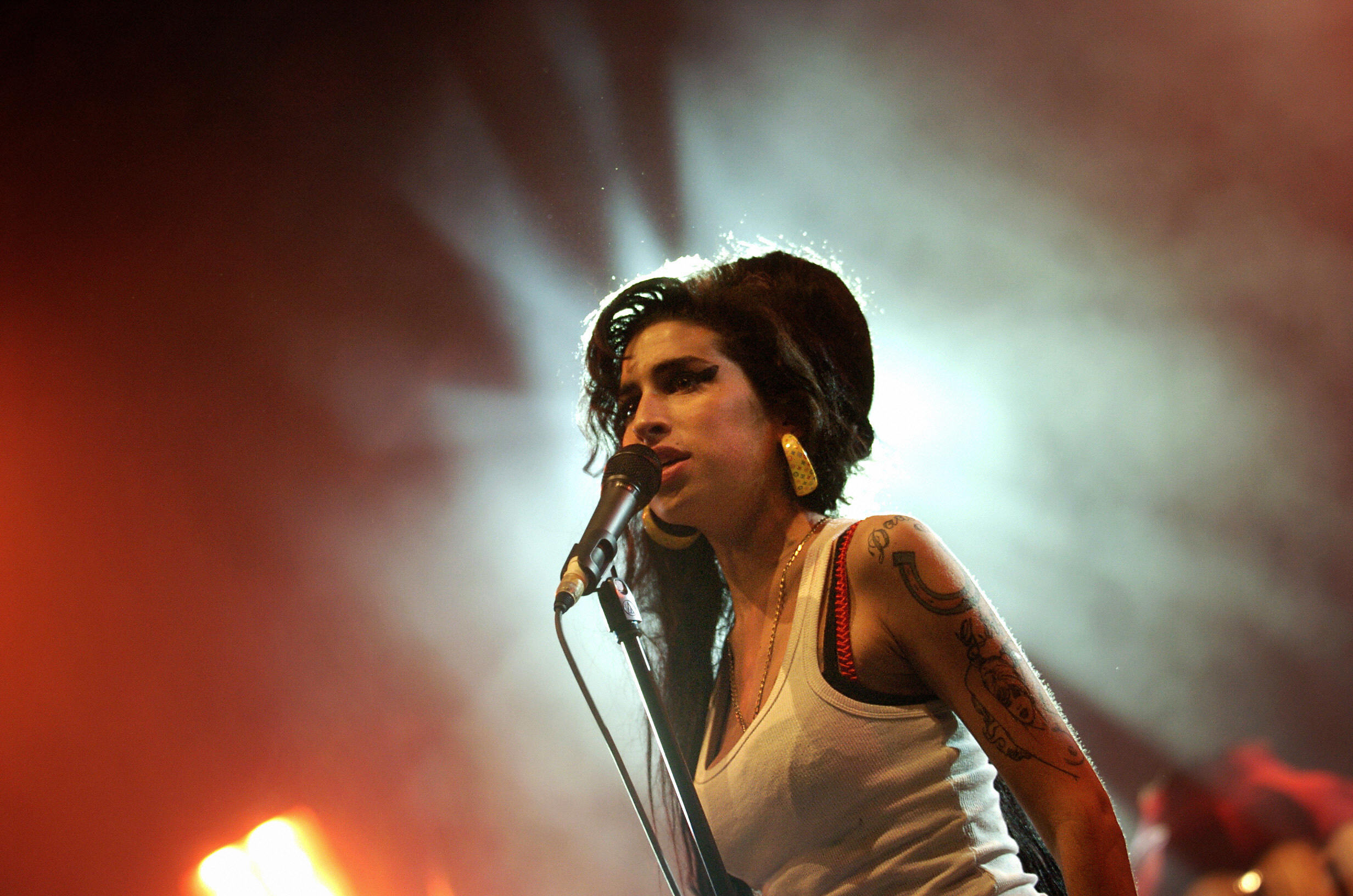 Amy Winehouse on stage in June 2007 during the Eurockeennes music festival in Belfort, France