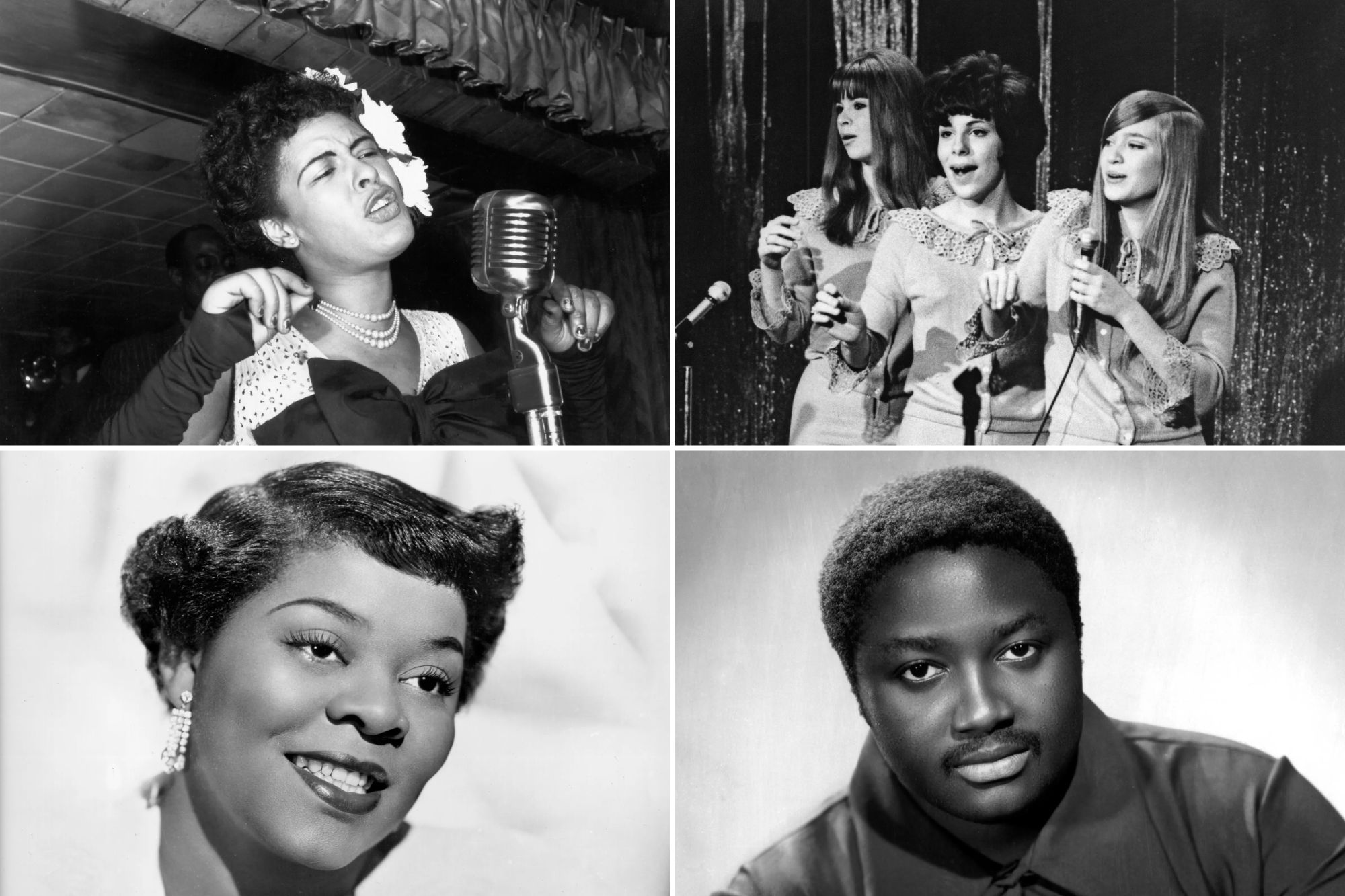 The biopic includes music from Amy's favourite singers, including (clockwise from top left) Billie Holiday, The Shangri-las, Donny Hathaway and Dinah Washington