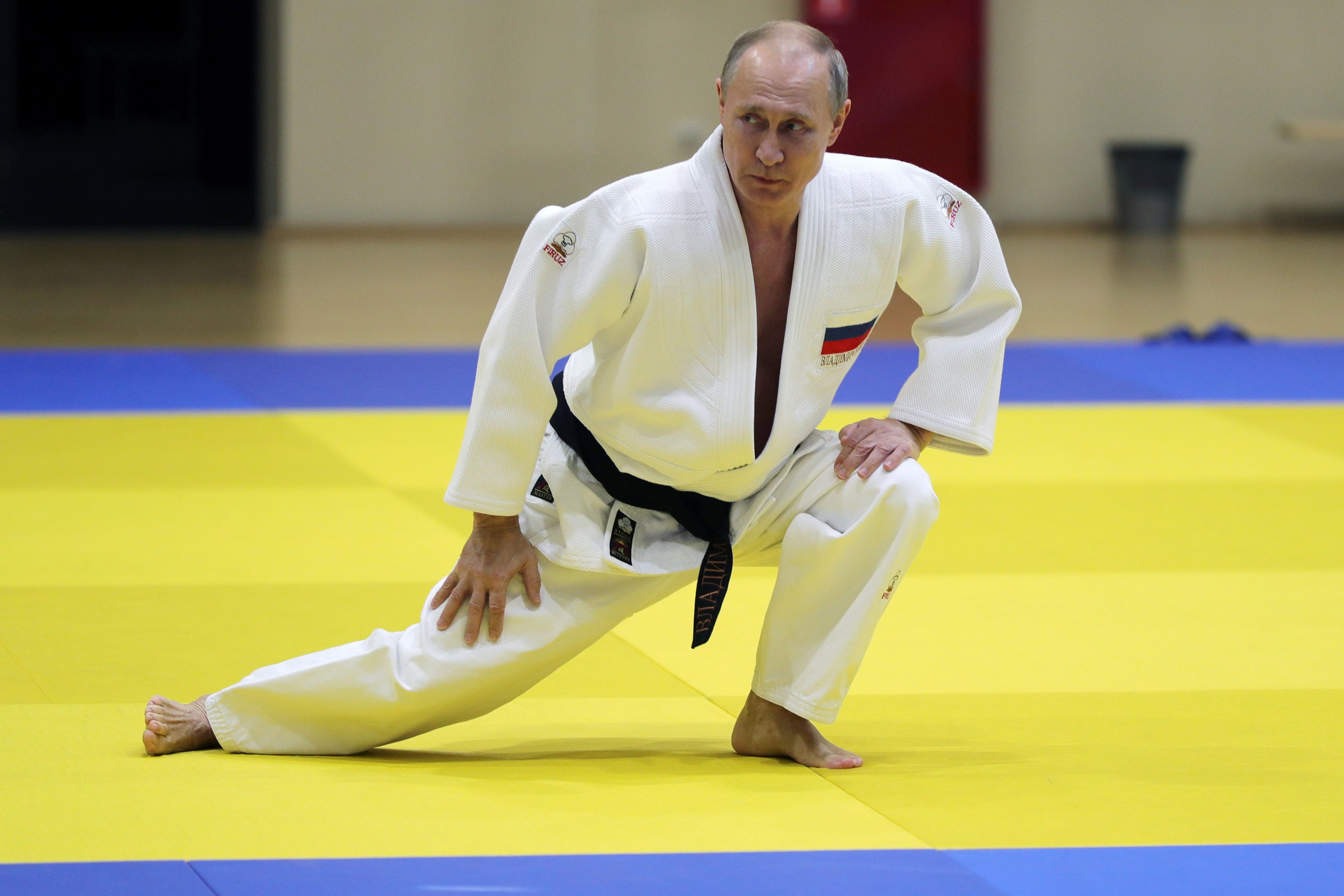 Putin nimmt 2019 am Training der russischen Judo-Nationalmannschaft teil