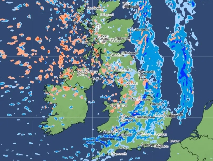 Der Regen wird heute das Vereinigte Königreich durchnässen