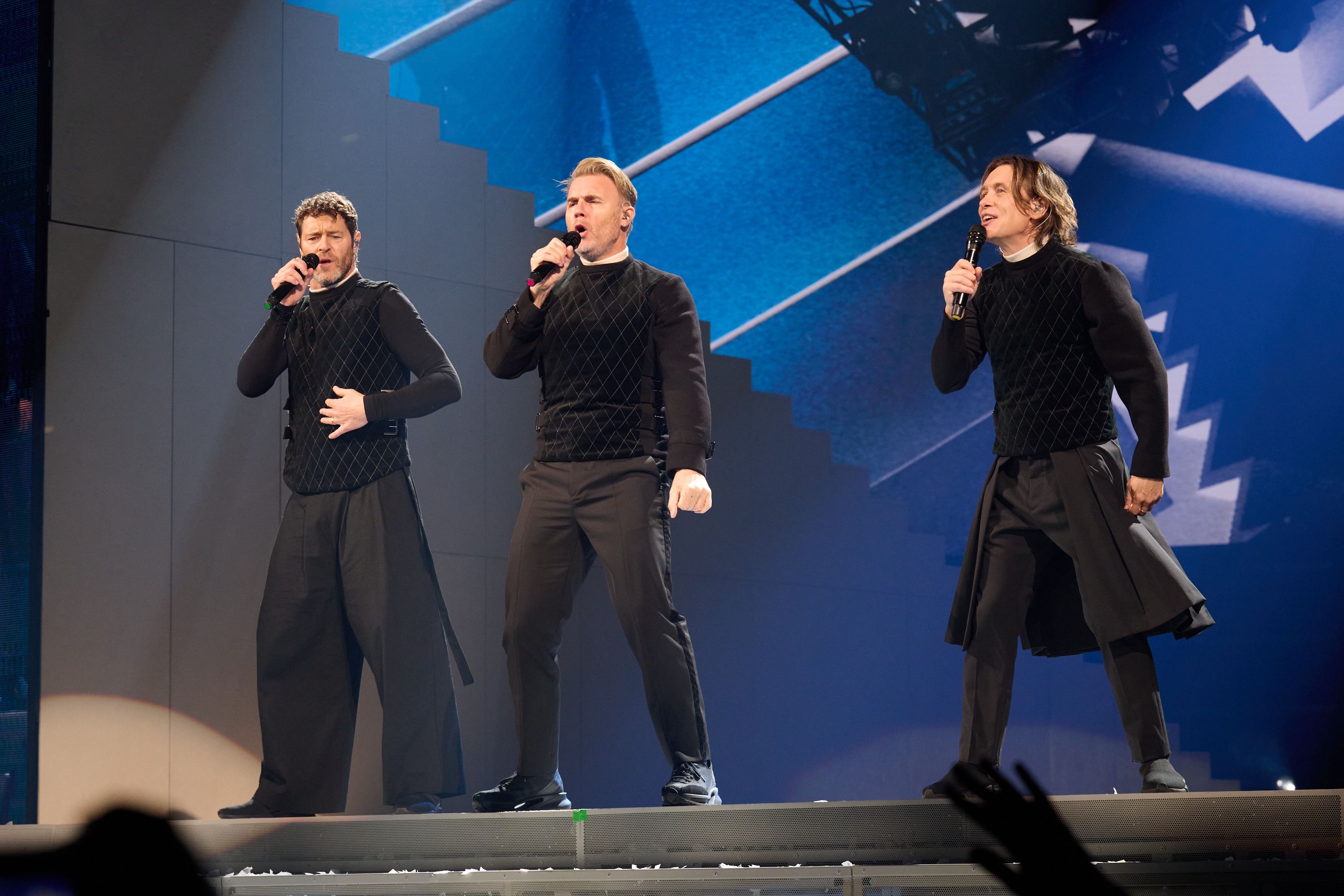 Die Take That-Männer – Howard Donald, Gary Barlow, Mark Owen – sind in der heutigen Show zu sehen