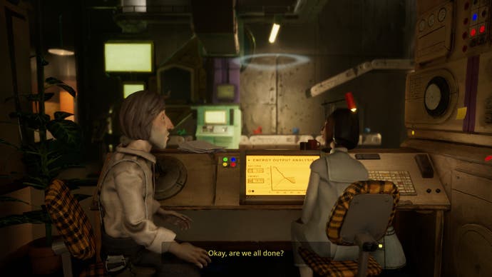 Screenshot von Harold Heilbutt, der Harold im Gespräch mit einem Wissenschaftler zeigt