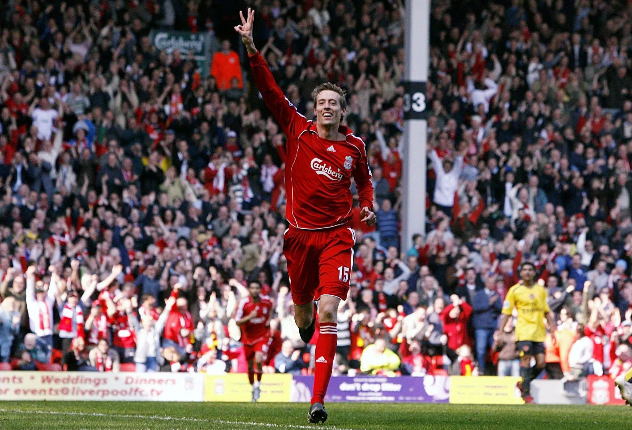 Peter Crouch erzielte 2007 einen perfekten Hattrick für Liverpool gegen Arsenal