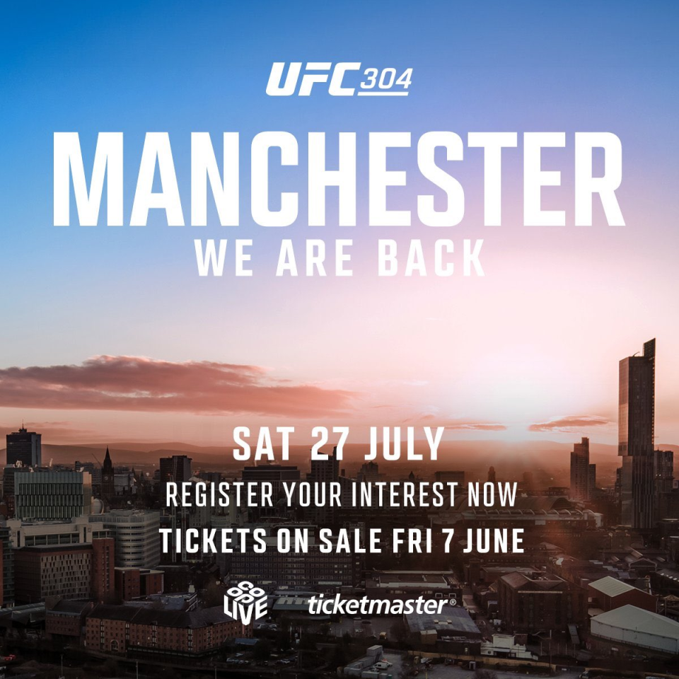 Die UFC kehrt am Samstag, 27. Juli, nach Manchester zurück