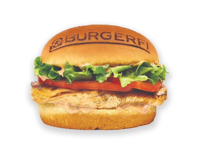 Burgerfi-Sandwich mit gegrilltem Hähnchen