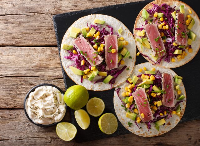 Ahi-Thunfisch-Tacos, Konzept mediterraner Diätrezepte zur Gewichtsreduktion