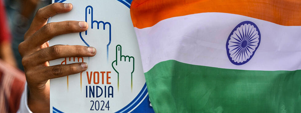 Bei den indischen Parlamentswahlen 2024 geben mehr als 970 Millionen Wahlberechtigte vom 19. April bis 1. Juni 2024 in einer mehrstufigen Abstimmung ihre Stimme ab.